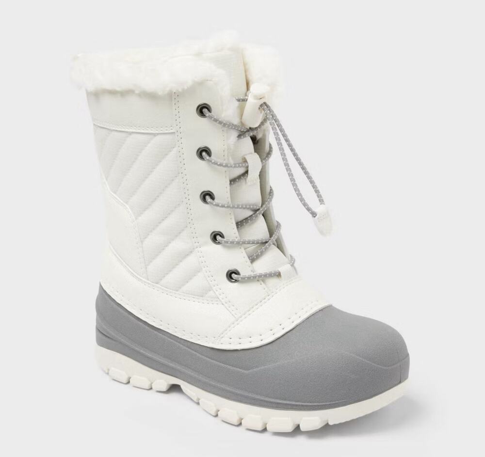 All In Motion Skylar Easy-On Kids Winter Boots Thermolite Cream Gray Size 3